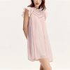 Women's Summer Hollow Out Textured Dress Gentle Ruffle Trim Flutter Sleeve Casual Dresses