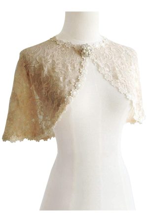 Women's Lace Appliques Shawls Wedding Bridal Cape Shoulder Covers Bolero