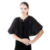 2 Pack Chiffon Capelet, Soft Chiffon Shawls Wraps Shrug for Wedding Evening Dress, 1920s Flapper Cape Cover Up for Women, Black