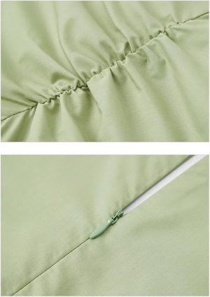 Women's V Neck Puff Sleeve Slim Fit Midi Dress Solid Color Sweet Style Summer Fashion Dresses