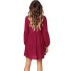 Women's Solid V-Neck Lantern Sleeve Casual Dress Flowy Swing Shift Loose Comfortable Dresses
