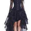 Women's Steampunk Victorian Off Shoulder Corset Top With High Low Skirt