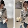 Womens Striped Pashmina Shawls and Wraps Knitted Sweater Casual Shawl Wraps Scarf Cardigan Cape Cashmere Shoulder Top