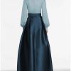 Satin Long Sleeve Prom Dress with Pockets Formal Evening Party Gowns Black Skirt Gown XMD5