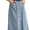 Women's Square Neck Long Denim Dress Summer Vintage Waist Strap Half Sleeve Trendy Jean Dresses