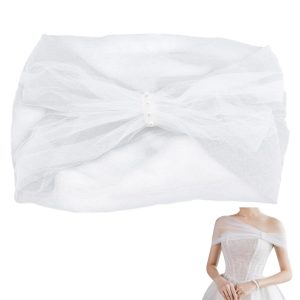 1Pc Tulle Bridal Shawl 34.2 Inch(87cm) White Bridal Shawl Wraps Bridals Bolero Jackets Shawls Tulle Off Shoulders Clothing