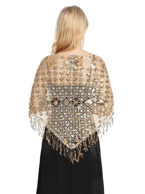 Sequin Shawls and Wraps for Evening Dresses 1920s Shawl Wrap Lace Scarf Wedding Sparkly Cape Cover Up for Evening Wear