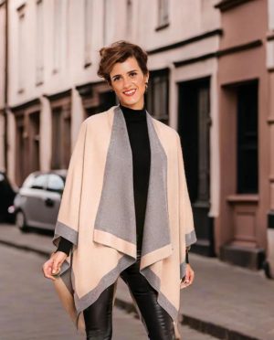 Women's Shawl Wrap Poncho Ruana Cape Cardigan Sweater Open Front for Travel Flight Cruises