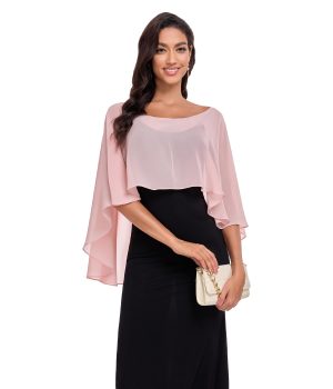 610JRYSH3qL.jpg Sheer Shawls and Wraps for Evening Dresses Chiffon Capes for Women Soft Wedding Cover Up