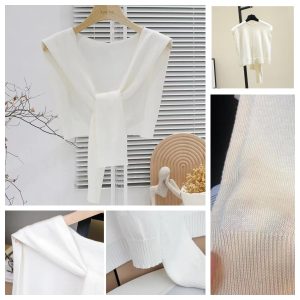Women's Sweater Shawl Wraps Sleeves Knitted Collar Sweater Scarf Top Casual Lightweight Shoulder Cape Accessories