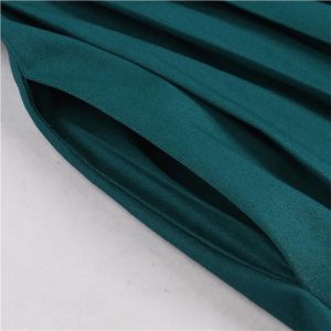 Women's Pleated Cotton Midi Dress Vintage High Waist Bow Tie Neck Pocket Swing Sundress Party Dresses