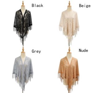 Shawl Wraps for Women New Nylon Hollow Solid Color Breathable Tassel Triangle Scarf Shawl