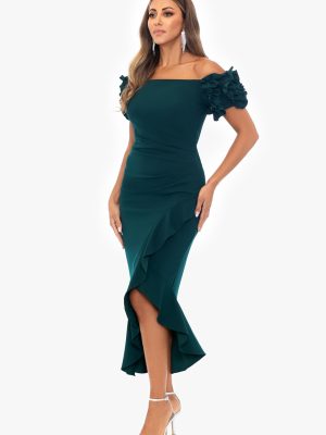 Women's Off The Shoulder Ruffle Sleeve Midi Dress (Standard & Petite)