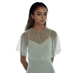 Pearl Shawl for Women, Soft Tulle Capes and Wraps for Evening Dress Wedding Party Bolero Cover Up