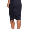 Women's Modest Knee Length Shirred Skirt, Swimwear, Black