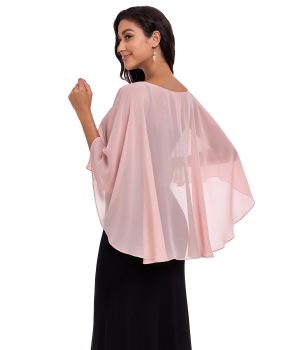 61QNEmGGNmL.jpg Sheer Shawls and Wraps for Evening Dresses Chiffon Capes for Women Soft Wedding Cover Up