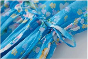 Women's Floral Print V-Neck A-line Summer Dress Vintage Casual Vacation Beach Dresses