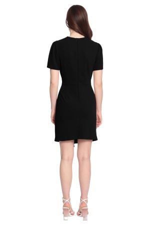 61RAG2RnaqL.jpg Women's Sleek Faux Wrap Dress with Asymmetric Skirt Office Workwear Event Guest of