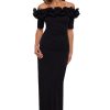 Women's Long Off The Shoulder Scuba Crepe Dress (Reg and Petite)