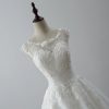 Women's Elegant Sheer Vintage Short Lace Wedding Dress for Bride