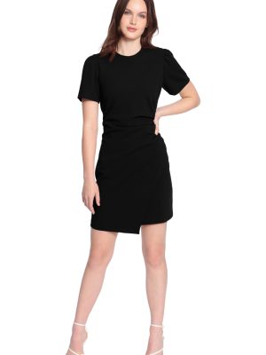 Women's Sleek Faux Wrap Dress with Asymmetric Skirt Office Workwear Event Guest of