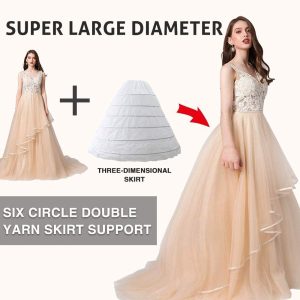 2 pcs Women's Crinoline Petticoat 6 Hoop Gown Half Slips Underskirt for Wedding Bridal Dress - White - Pack of 2 Ball Gown (for