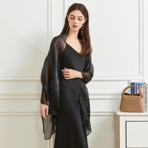 Women Silky Sheer Shawls and Wraps Shimmer Organza Pashmina Scarf for Evening Dresses Wedding Costume Party