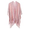 Women's Knit Shawl Wraps, Knitted Poncho Cape Open Front Cardigan Sweater with Tassel for Spring Fall Winter