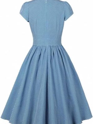 Women's Retro Casual Empire Waist Swing Dress Rockabilly 60s 70s Short Sleeve Summer Party Dresses