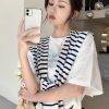 Womens Striped Pashmina Shawls and Wraps Knitted Sweater Casual Shawl Wraps Scarf Cardigan Cape Cashmere Shoulder Top
