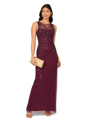 Women's Beaded Column Long Dress