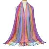 Colorful flowers Jacquard cotton pashmina Women Wrap Shawl tassels Scarves