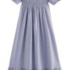 Women's Hollow Out Embroidered Stripe Beach Vacation Dress One Line Collar Summer Casual Midi Dresses