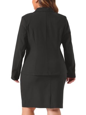 Plus Size Blazer and Skirt Suit Sets for Women 2 Piece Outfits Business Casual Suit Sets