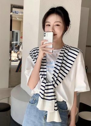 Womens Striped Pashmina Shawls and Wraps Knitted Sweater Casual Shawl Wraps Scarf Cardigan Cape Cashmere Shoulder Top