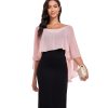 61opia79CjL.jpg Sheer Shawls and Wraps for Evening Dresses Chiffon Capes for Women Soft Wedding Cover Up