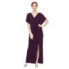 Women's Long V-Neck Knot Front Wedding Guest Dress with Cold Shoulder Sleeves (Petite and Regular Sizes)
