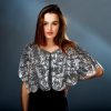 1920s Shawl Wraps Women's Sequin Beaded Bridal Shawl Gatsby Cape Evening Bolero Wedding Party Bridal Cover Up