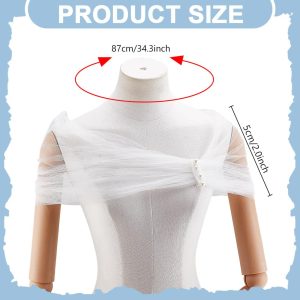 1Pc Tulle Bridal Shawl 34.2 Inch(87cm) White Bridal Shawl Wraps Bridals Bolero Jackets Shawls Tulle Off Shoulders Clothing