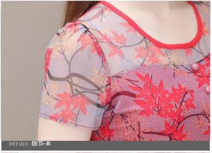 Women's Plus Size Print Mesh Midi Dress Short Sleeve A-Line Knee-Length Summer Dress