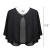 2 Pack Chiffon Capelet, Soft Chiffon Shawls Wraps Shrug for Wedding Evening Dress, 1920s Flapper Cape Cover Up for Women, Black