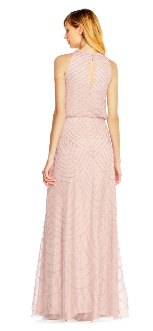 Women's Halter Art Deco Beaded Blouson Dress