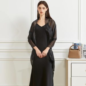 Women Silky Sheer Shawls and Wraps Shimmer Organza Pashmina Scarf for Evening Dresses Wedding Costume Party