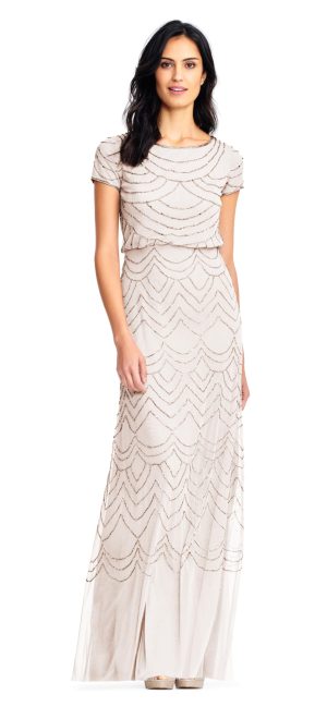 Women's Short Sleeve Blouson Beaded Gown
