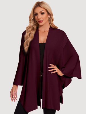 Womens Elegant Cross Front Shawl Wraps Knitted Ponchos Cape Light Weight Poncho Sweater Soft Warm Travel Wraps