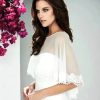 Women Lace Shawl Wrap for Bride with Embroidered Lace Tulle Wedding dress cover up