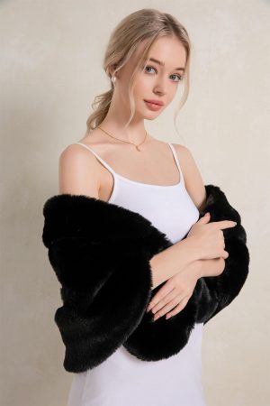Faux Fur Shawls and Wraps For Women Stole Bridal Bridesmaids Warm Womens Cloak Cape Coat For Wedding Party