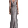 Womens Dilamana Gathered Sleeveless Evening Dress Gray 6