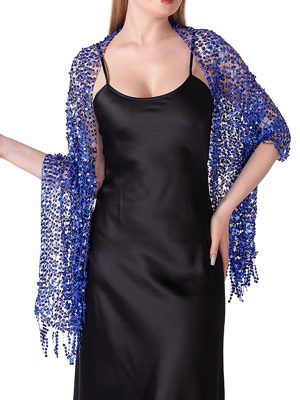 7188Po9RyXL.jpg Elerevyo Women Sequin Shawls and Wraps for Evening Dresses, Fringed Sparkly Dressy Scarf for Wedding Party