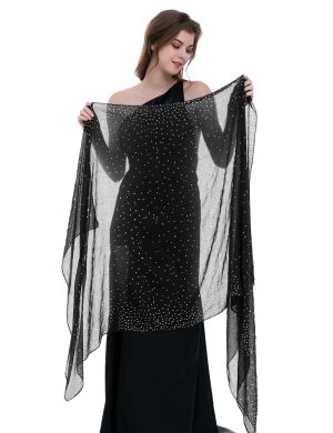 Starry Night Shawls and Wraps for Evening Dresses, Shiny Scarf for Women’s Formal Wear